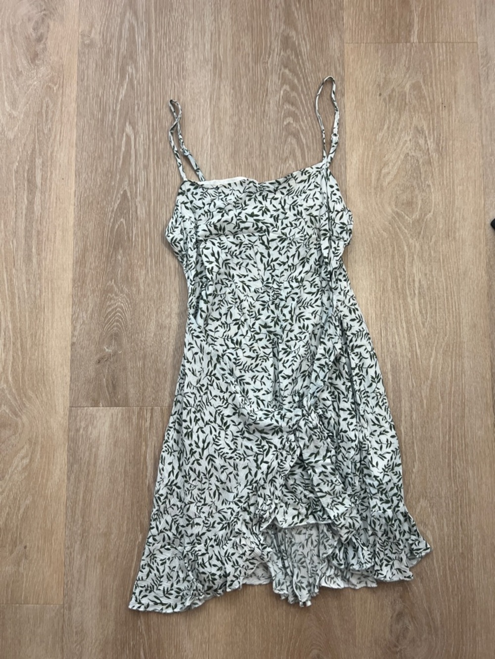 Princess Polly White Mini Dress with Green Leaf Print